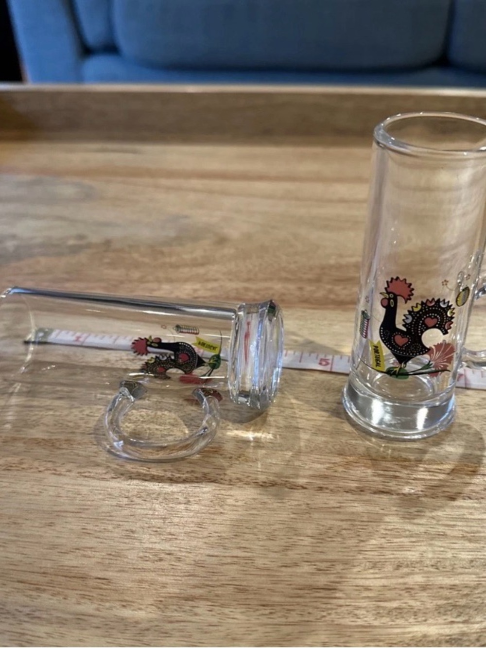 Portuguese Shot Glasses with Rooster Design and handle